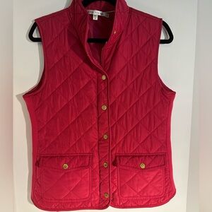 Max Studio Red Quilted Vest zipper & snap front closure SZ M front pockets